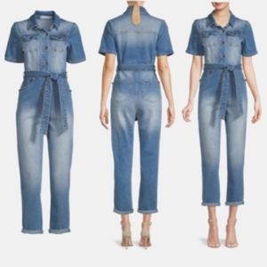 Anthropologie AVEC LES FILLES  Denim Cotton Jumpsuit One Piece sz 28 / 4-6 NWT